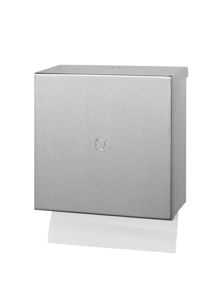 Qtowel fold folded paper towel dispenser, in brushed stainless steel